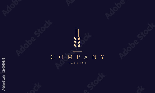 Wheat Spike Abstract Gold vector logo design
