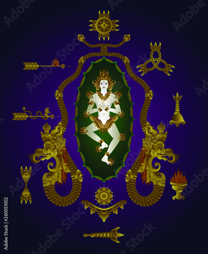 Fototapeta Naklejka Na Ścianę i Meble -  Acintya Indonesian Hinduism Religious Symbol Of God That Is Inconceivable Or Unimaginable With Purple Background Design