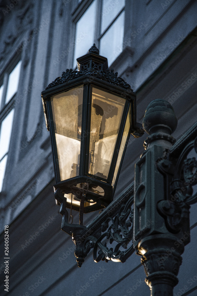 Beautiful street lamp in the square