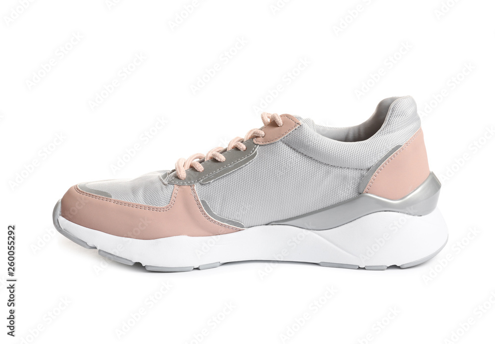 Comfortable modern sports shoe on white background