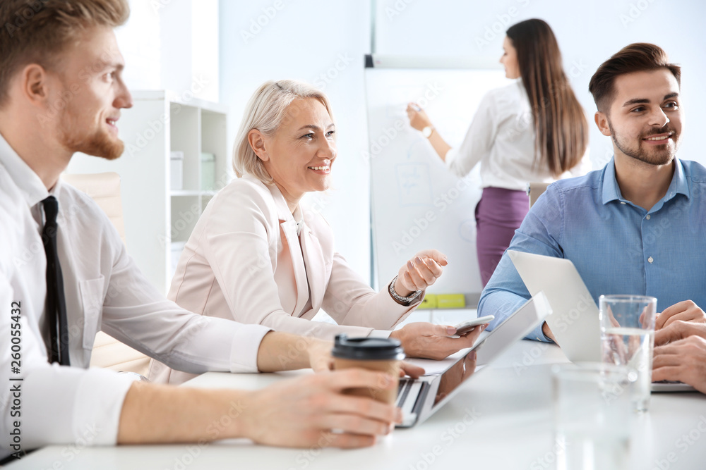 Business people discussing work matters in office. Professional communication Business people discussing work matters in office. Professional communication