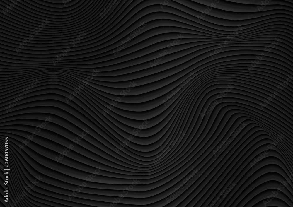 Black liquid abstract 3d refracted waves abstract background