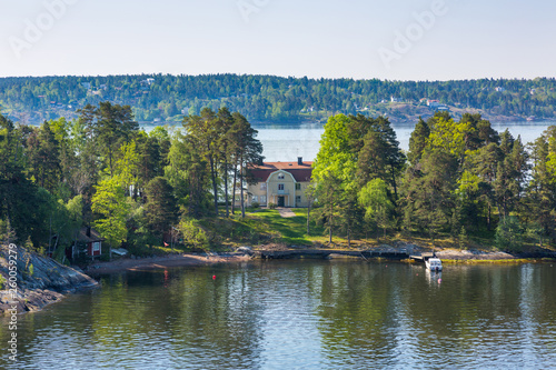 Sweden, small houses on an island in the Baltic Sea