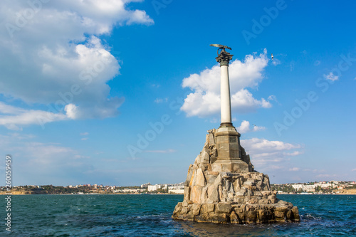 Monument to the flooded ships and Kornilov Embankment in Sevastopol, Crimea, Russia photo