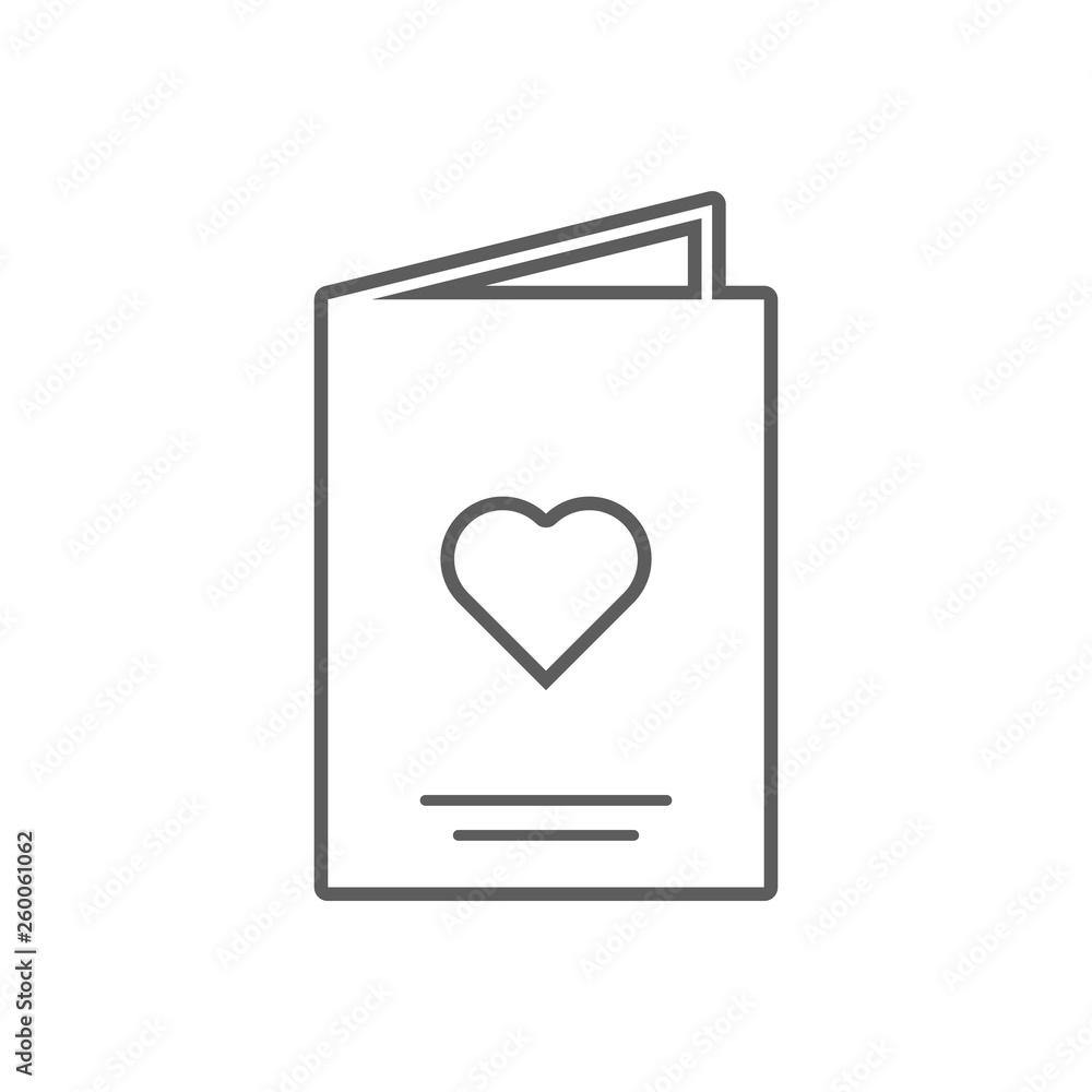 card with heart icon. Element of Romance for mobile concept and web apps icon. Outline, thin line icon for website design and development, app development card with heart icon. Element of Romance for mobile concept and web apps icon. Outline, thin line icon for website design and development, app development