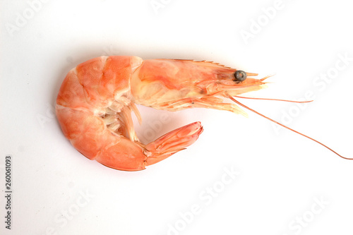 boiled shrimp isolated on white background