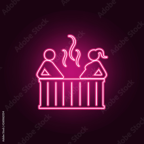 relaxation in the bathtub icon. Elements of SPA in neon style icons. Simple icon for websites, web design, mobile app, info graphics