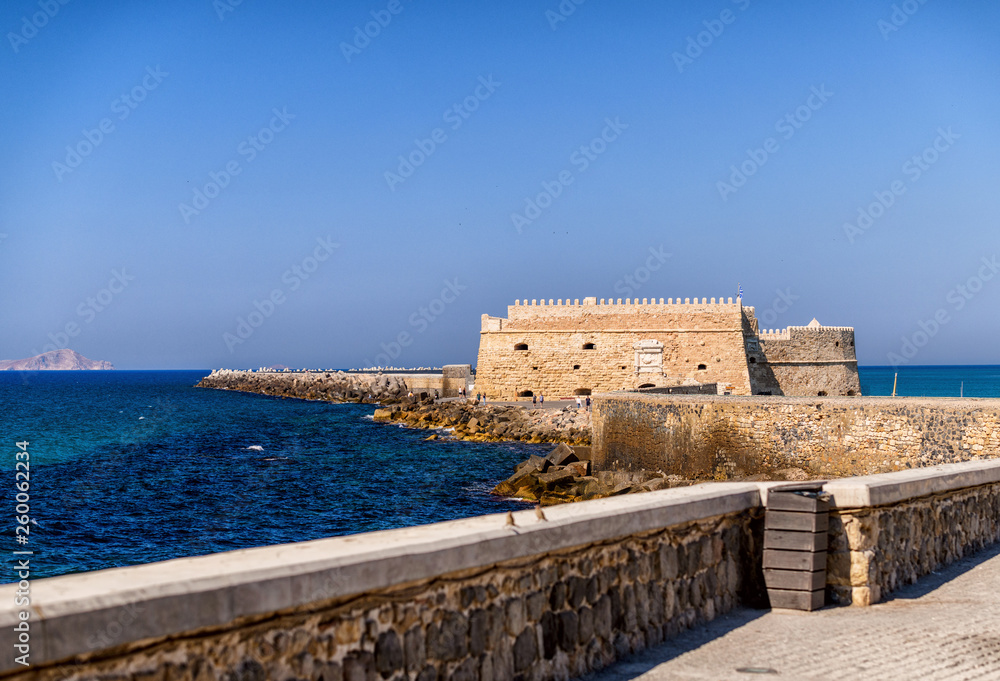 Beautiful view to Venetian fortress Koules in Heraklion, Greece, Crete