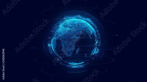 3d rendering abstract globe virtual planet Earth. Digital technology planet.