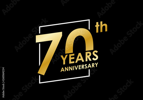 70 years Anniversary logo. 70th Birthday golden badge. Modern icon or ...