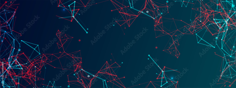 Fototapeta premium Polygonal science background with connecting dots and lines. Digital data visualization.
