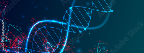 Science template, wallpaper or banner with a DNA molecules. Vector illustration