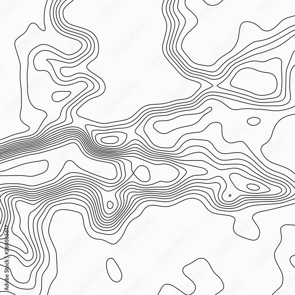 Topographic map. Black lines on white background. Contour abstract background. Vector illustration. Topographic map. Black lines on white background. Contour abstract background. Vector illustration.