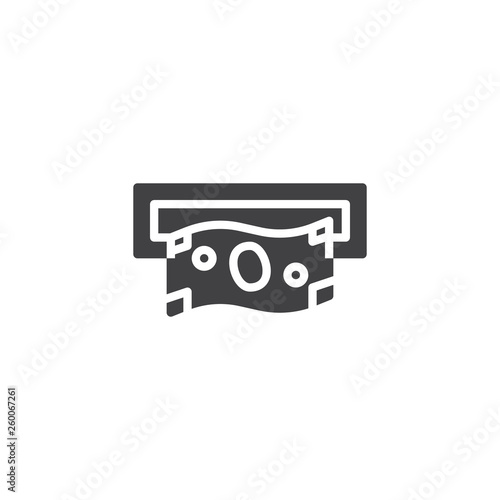 Withdraw money from ATM slot vector icon. filled flat sign for mobile concept and web design. Cashout Slot glyph icon. Symbol, logo illustration. Pixel perfect vector graphics