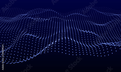Abstract 3d grid dots background. Futuristic technology network wireframe. Artificial intelligence background.