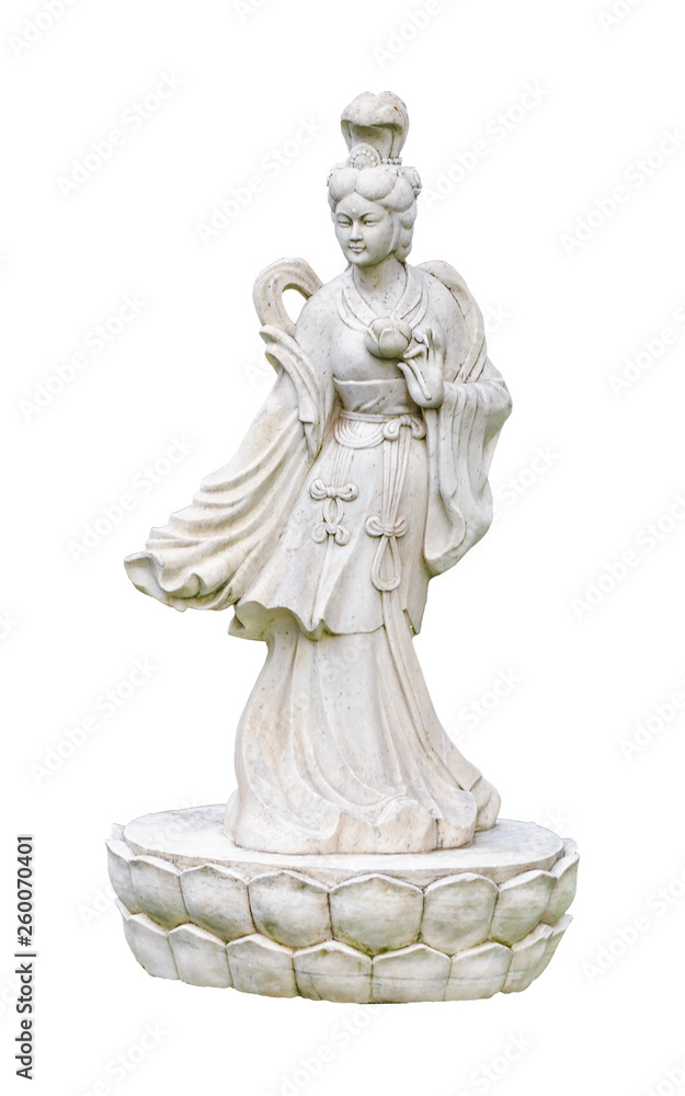 Chinese Woman Sculpture Isolated Photo