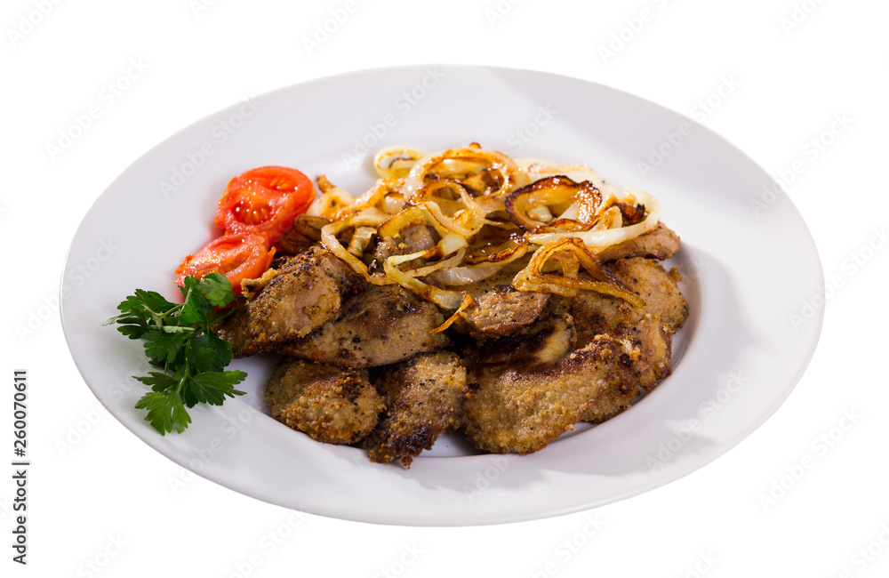 Fried rabbit liver with onion