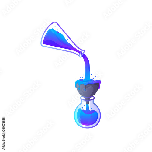 Blue concoction was poured and spilled Experiment