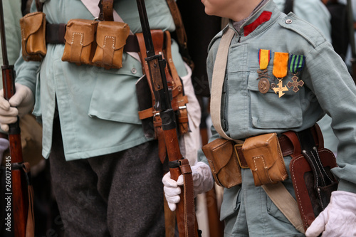 Canvas Print World War I reenactors with their equipment