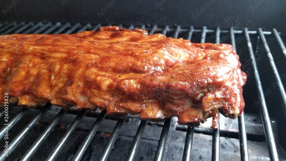 ribs on grill close up