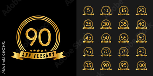 Set of anniversary logotype. Golden anniversary celebration emblem design for company profile, booklet, leaflet, magazine, brochure poster, web, invitation or greeting card.