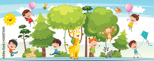 Vector Illustration Of Kids Nature Concept