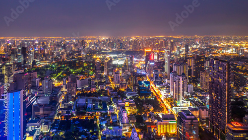 High view of Bangkok cityscape night light 1