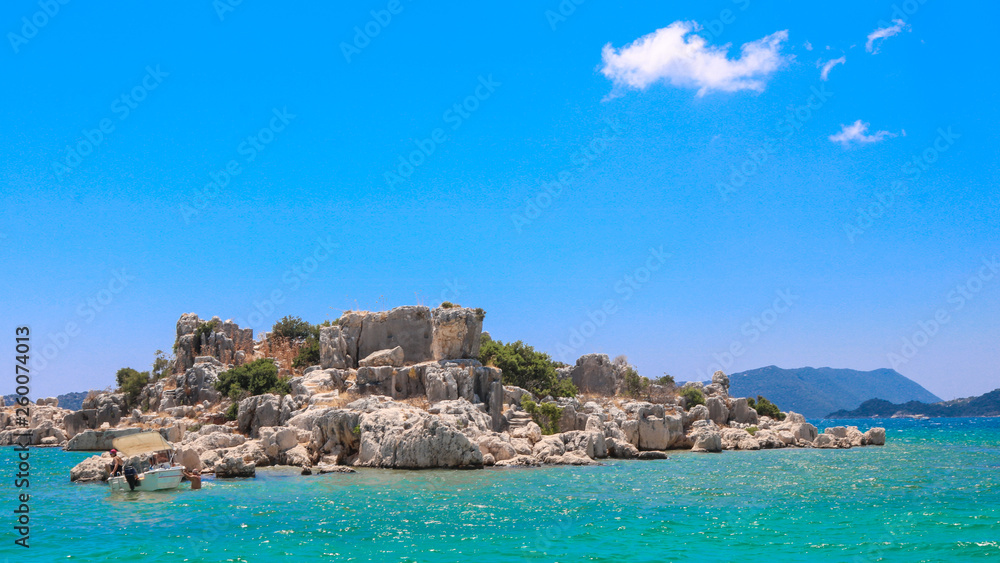 Kekova islands, next to Antalya, Turkey. Shoot from a boat in July 2018