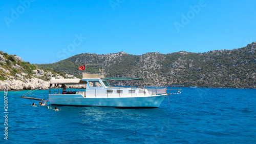 Boat ride next to Kekova islands. Near Antalya Turkey. Shoot in July 2018