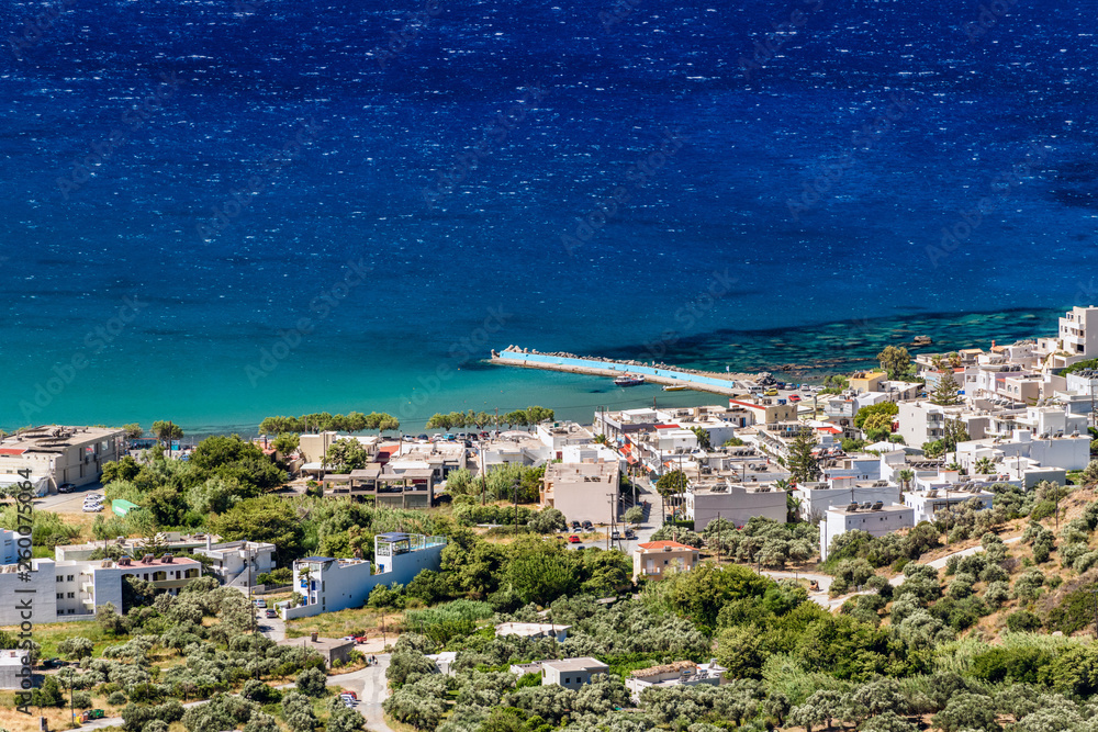 Beautiful view to cretan beaches from the top on Crete island, Greece