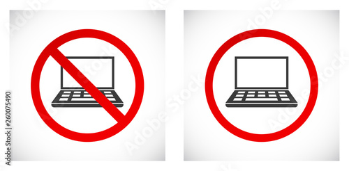notebook computer forbidden sign