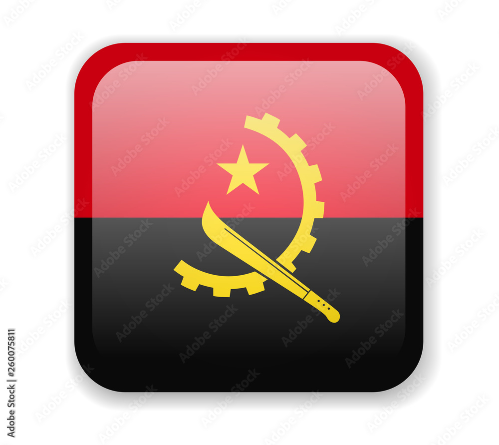 Angola flag bright square icon on a white background