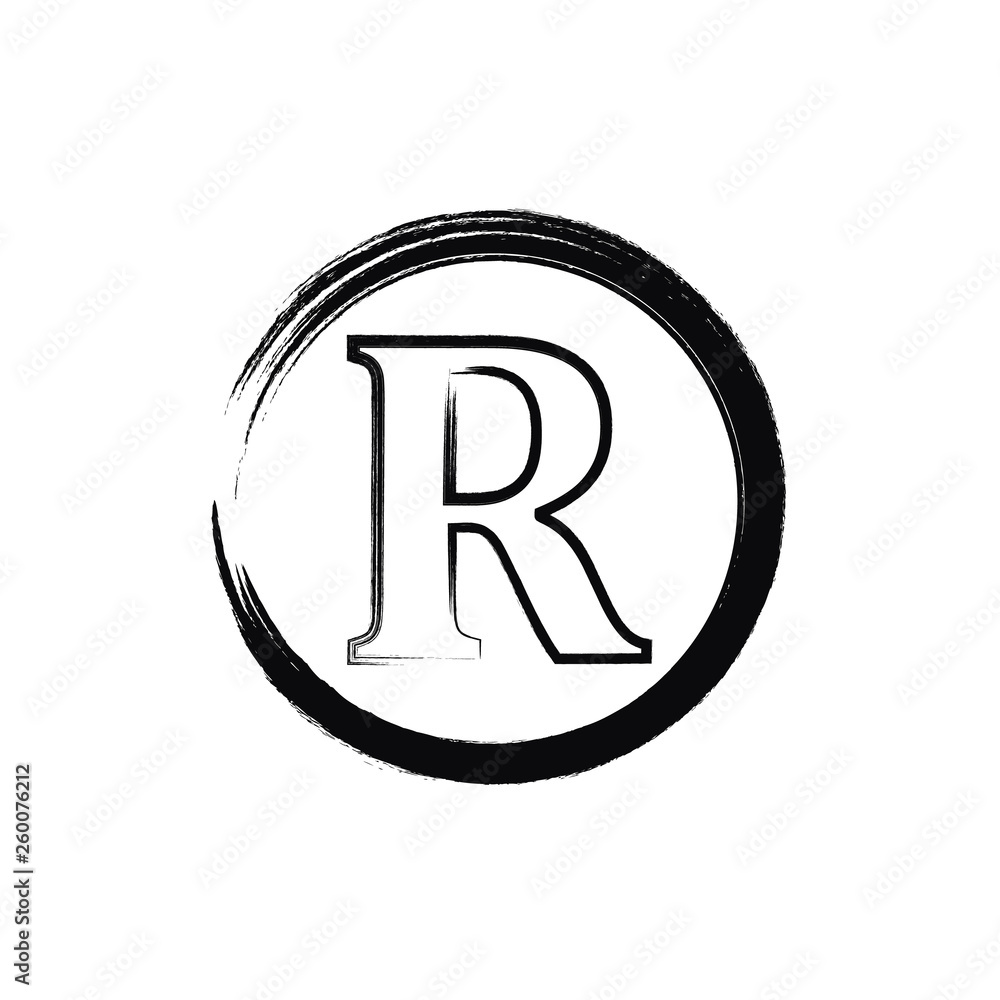 Black brush registered trademark sign vector. 