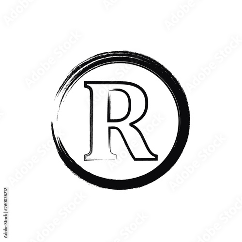 Black brush registered trademark sign vector. 
