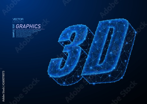 Abstract polygonal light design of 3D word.