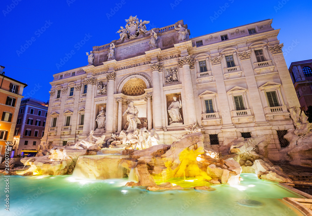 Rome, Italy. Trevi Fountain (Fontana di Trevi) most famous fountain of Rome.
