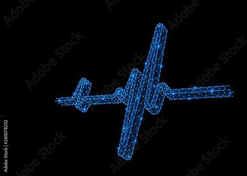 Abstract polygonal light design of human pulse wave.