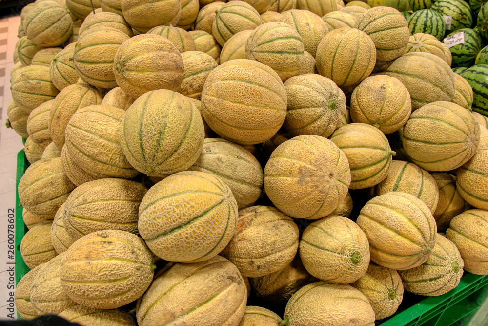 Muskmelons in a supermarket