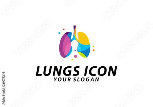 Colorful Lungs logo design concept, Health lungs logo template vector, Icon Symbol