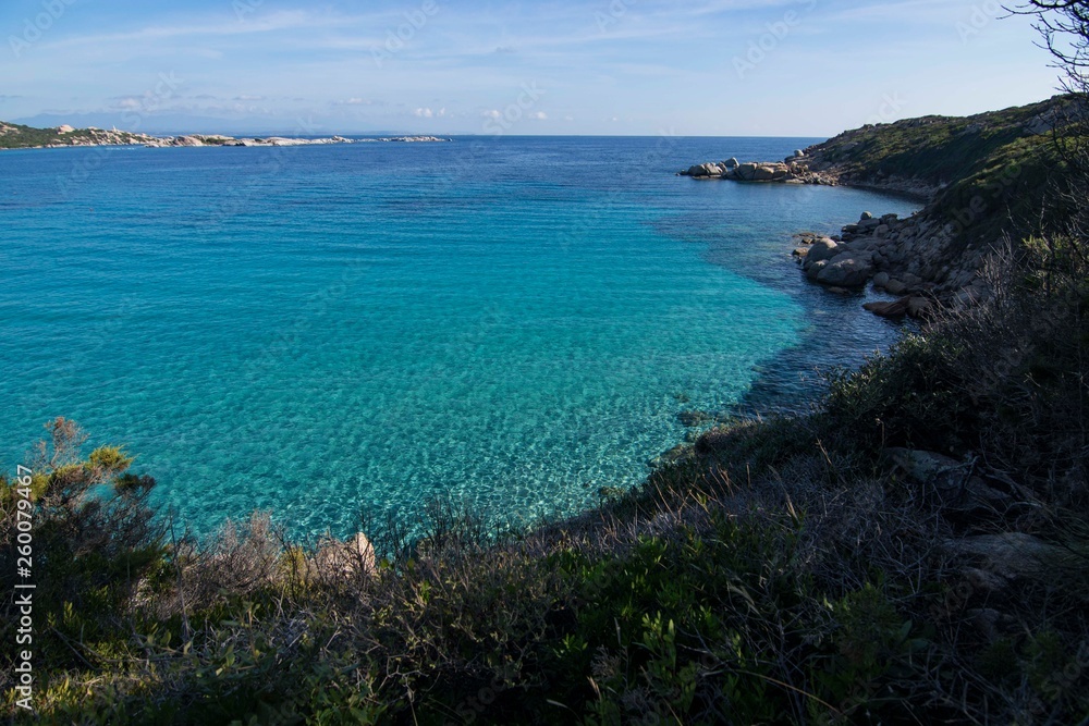Panorama of the Marmorata Beach in Sardinia