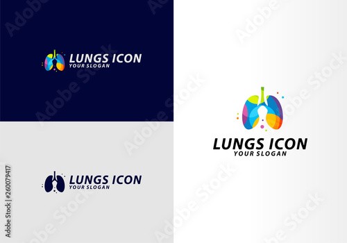 Colorful Lungs logo design concept, Health lungs logo template vector, Icon Symbol