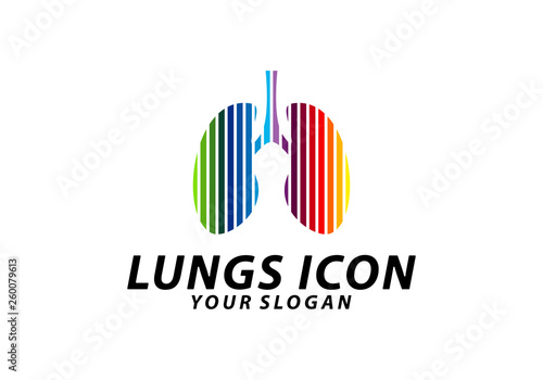 Colorful Lungs logo design concept, Health lungs logo template vector, Icon Symbol