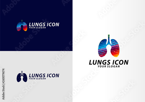 Colorful Lungs logo design concept, Health lungs logo template vector, Icon Symbol