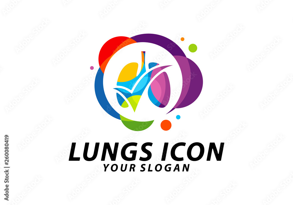 Lungs Check logo concept vector, Health lungs logo Template, Lungs Care logo, Icon Symbol