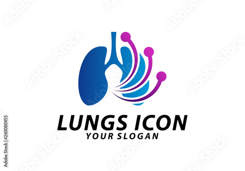 Lung Tech logo concept vector, Digital Lungs logo concept vector, Lungs Health logo template