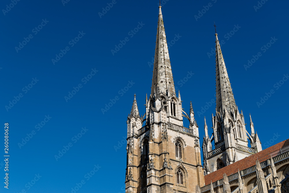 Different details of the Bayonne Cathedral in France