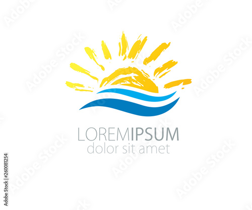 Vector sign sun and ocean logo concept