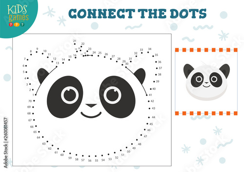 Connect the dots kids game vector illustration. Preschool children education activity