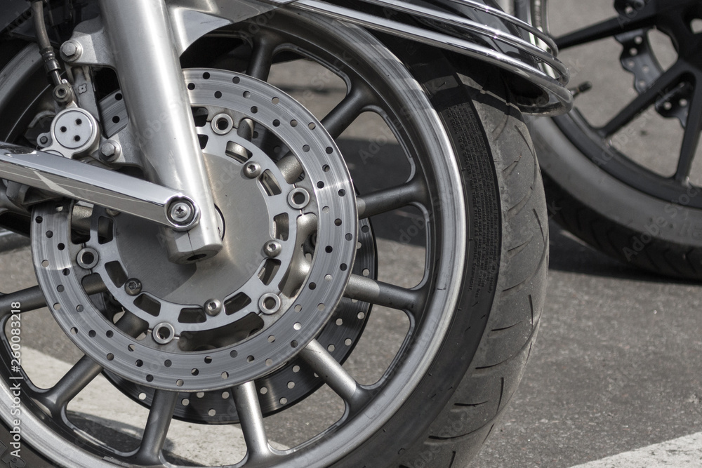 custom made wallpaper toronto digitalDisk motorcycle wheel. Tire on chopper wheel. Brake pads. Chrome detail of a motorcycle. Motorcycle wheel close up.