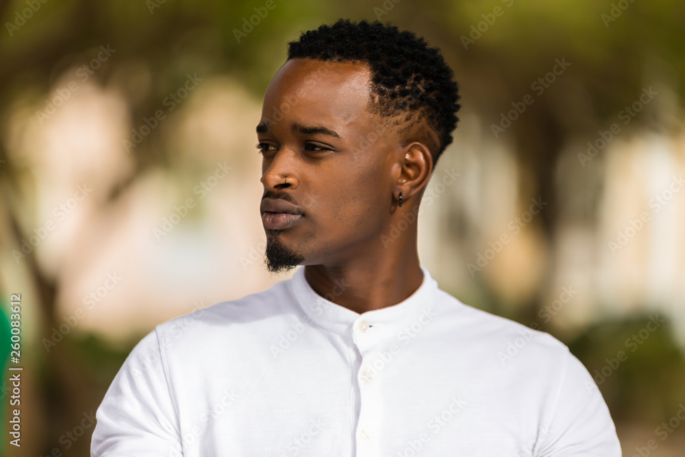 Outdoor portrait of a Young black African American men Outdoor portrait of a Young black African American men